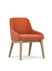 wooden chair orange fabric