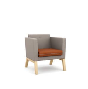Small Gray Armchair with Orange Seating