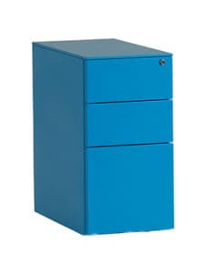 3 drawer metal pedestal blue